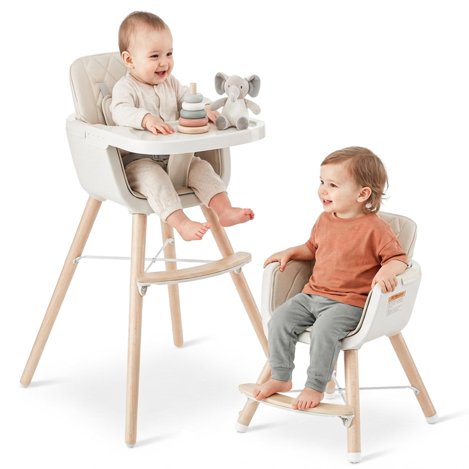 Mallify 3-in-1 Wooden High Chair, Convertible High Chairs for Babies and Toddlers, Baby Highchair... | Amazon (US)
