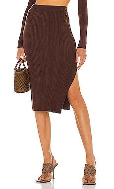 L'Academie Alenna Skirt in Chocolate from Revolve.com | Revolve Clothing (Global)