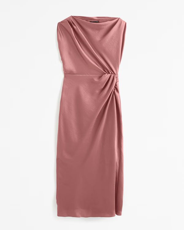 High-Neck Draped Maxi Dress | Blush Pink Dress | Fall Wedding Guest Dress Fall | Abercrombie & Fitch (US)