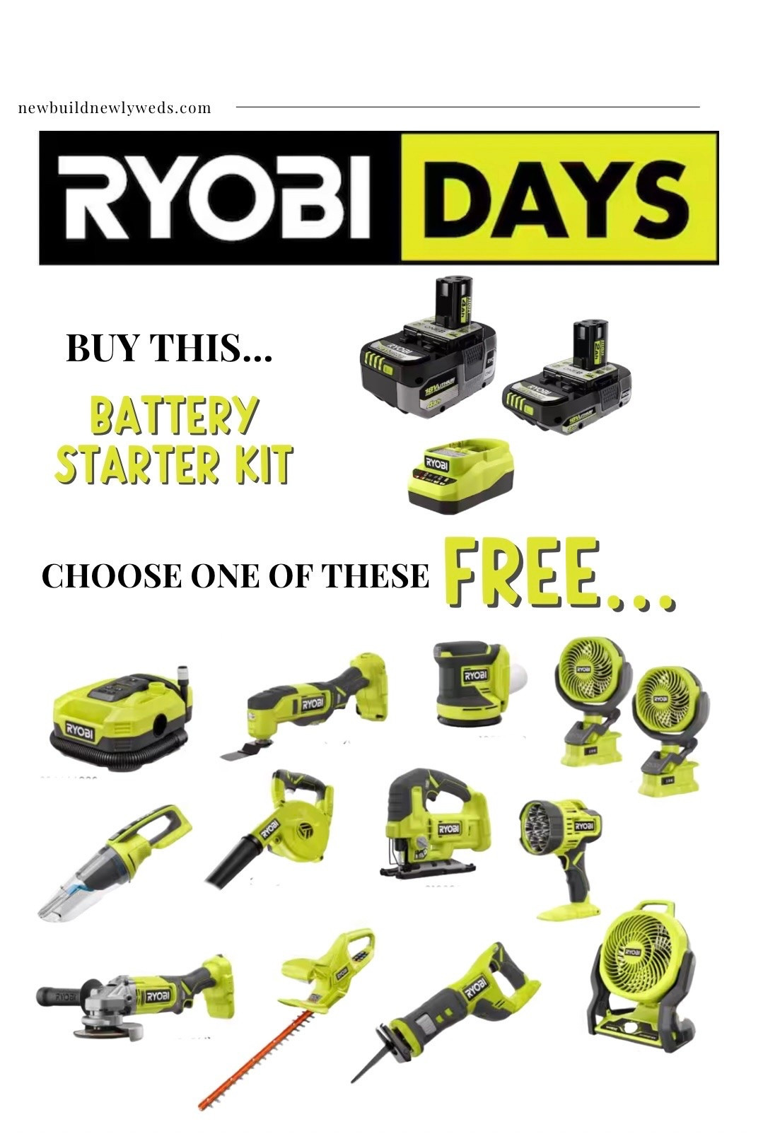 Ryobi Days are back and some of our fave tools are on sale! Buy the battery starter kit and get a tool for free!

#LTKSaleAlert #LTKHome