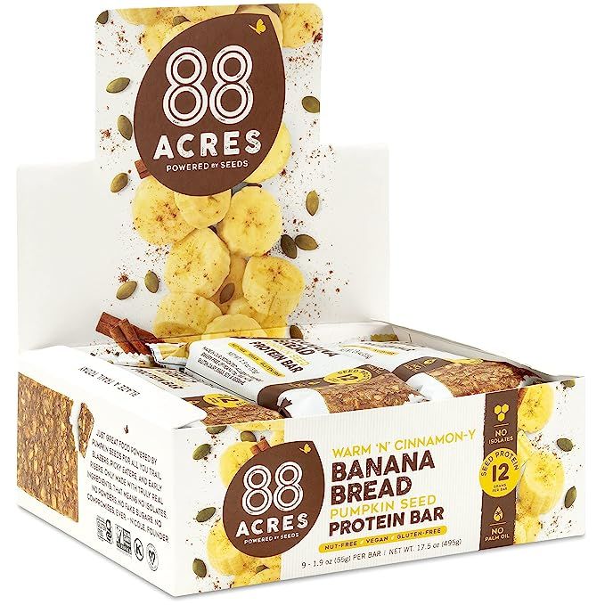 88 Acres Plant Based Seed Protein Bar | 9 Pack, Banana Bread | 12g of Plant Based Protein, Gluten... | Amazon (US)