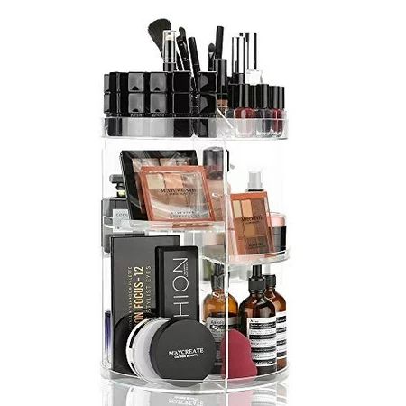 LINFIDITE 360 Rotating Makeup Organizer Cosmetic Storage Spining Makeup Holder Box Display Stand Adj | Walmart (US)