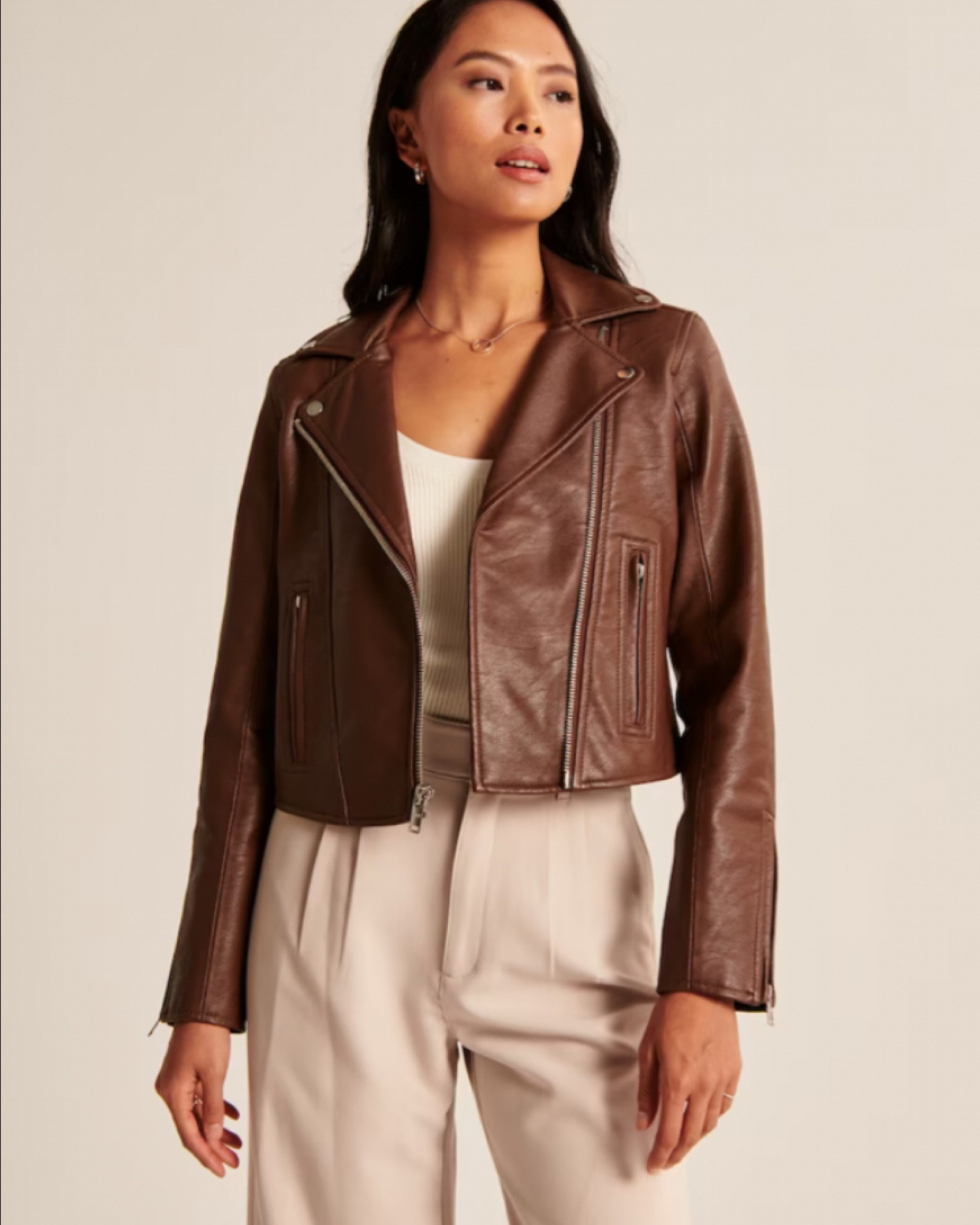 The perfect Moto Vegan Leather Jacket. Get ready for fall 🤎👢

#LTKSeasonal #LTKunder100 #LTKmidsize