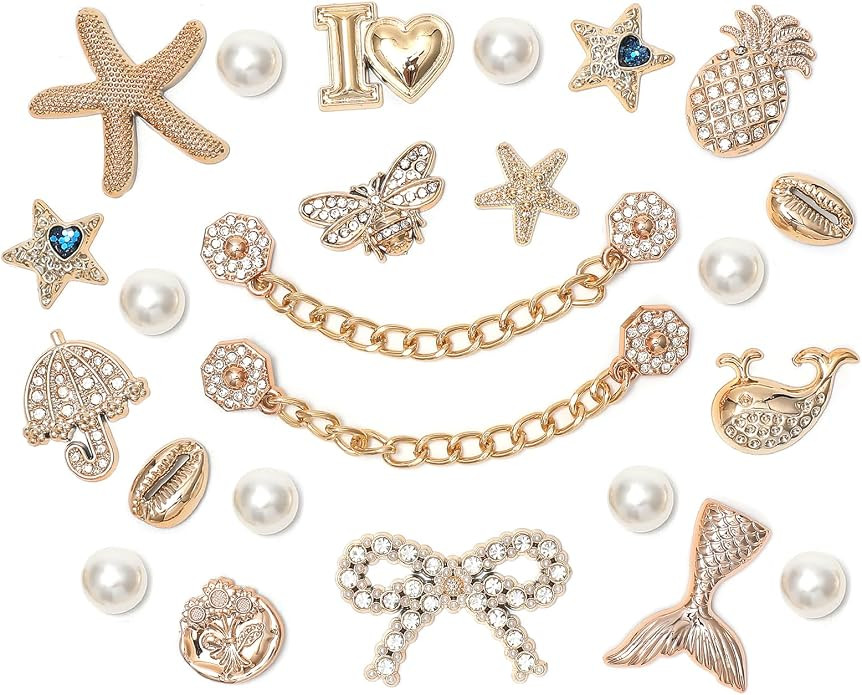Bling Shoe Charms for Women, Sparkle Rhinestones Shoe Decoration Charms, Girly Shoe Chains, DIY S... | Amazon (US)