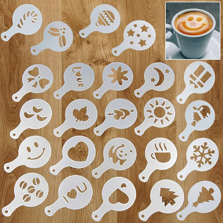 24PCS Latte Art Stencils Coffee Stencils Latte Art Mold Cookie Stencils Templates Cake Stencil Te... | Amazon (US)