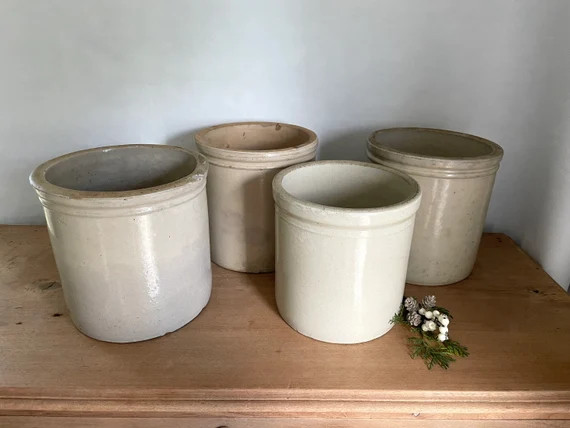 Antique Cream Stoneware Crock, Crock, Antique Crock, Cream Crock, Utensil Crock, Kitchen Decor, P... | Etsy (US)