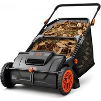 VEVOR Push Lawn Sweeper, 21inch Leaf & Grass Collector, Strong Plastic Wheels & Heavy Duty Thickened Steel Durable to Use with Large Capacity 3.5 cu. ft. Mesh Collection Hopper Bag, 2 Spinning Brushes | Vevor US
