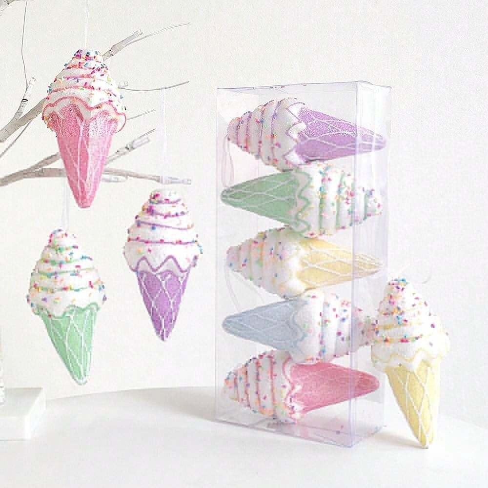 5pcs/Set Christmas Decoration Macarons, Ice Cream, Christmas Tree Ornaments, Candy Cane, For New Year Party Gifts | SHEIN