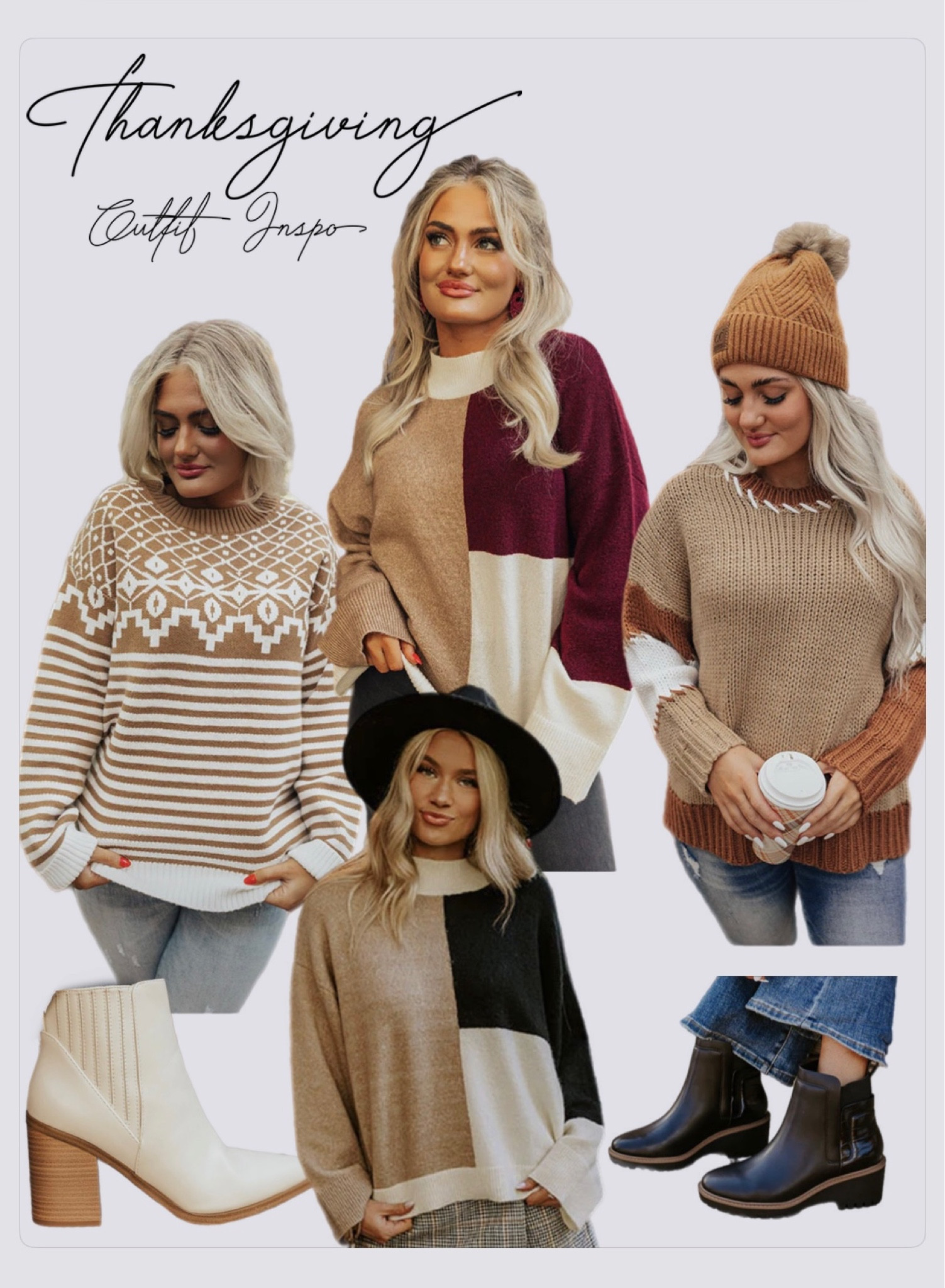 Thanksgiving + Friendsgiving Holiday outfit inspo 🦃 🤎 🖤 🍁 

Cute sweaters + booties + leggings friendly sweaters to dress up or down… if you do leather pants on thanksgiving PROPS to you but I go for the sprawl out afterwards for a nap styles 🫶🏼🤎

#LTKHoliday #LTKSeasonal #LTKparties