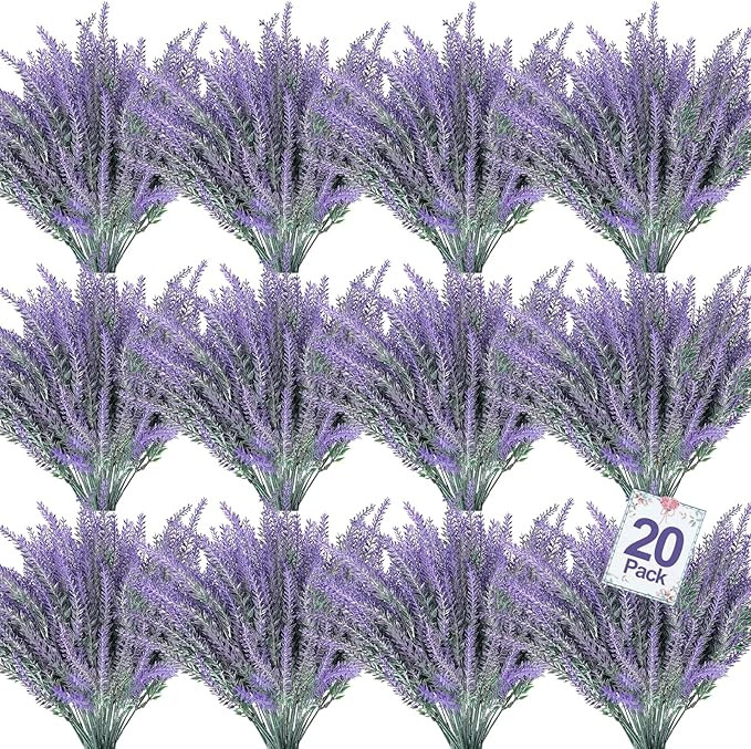 TURNMEON 20 Bundles Artificial Lavender Flowers for Outdoors Summer Decor,UV Resistant No Fade Fa... | Amazon (US)