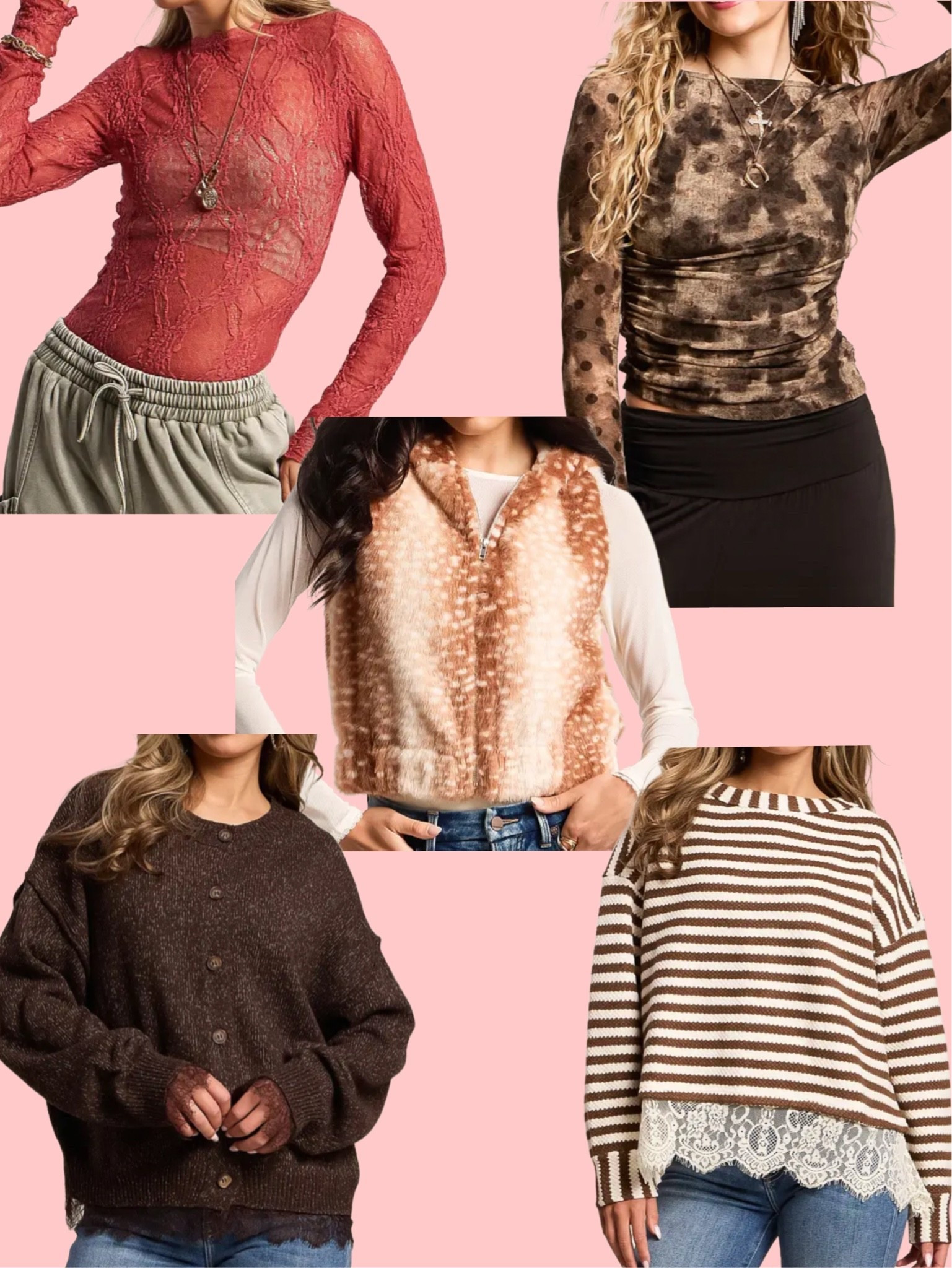 Newly added long sleeve tops for fall! Love the lace detail on the sweaters! Bambi print for vest is super cute

#LTKootd #LTKgrwm #LTKSeasonal