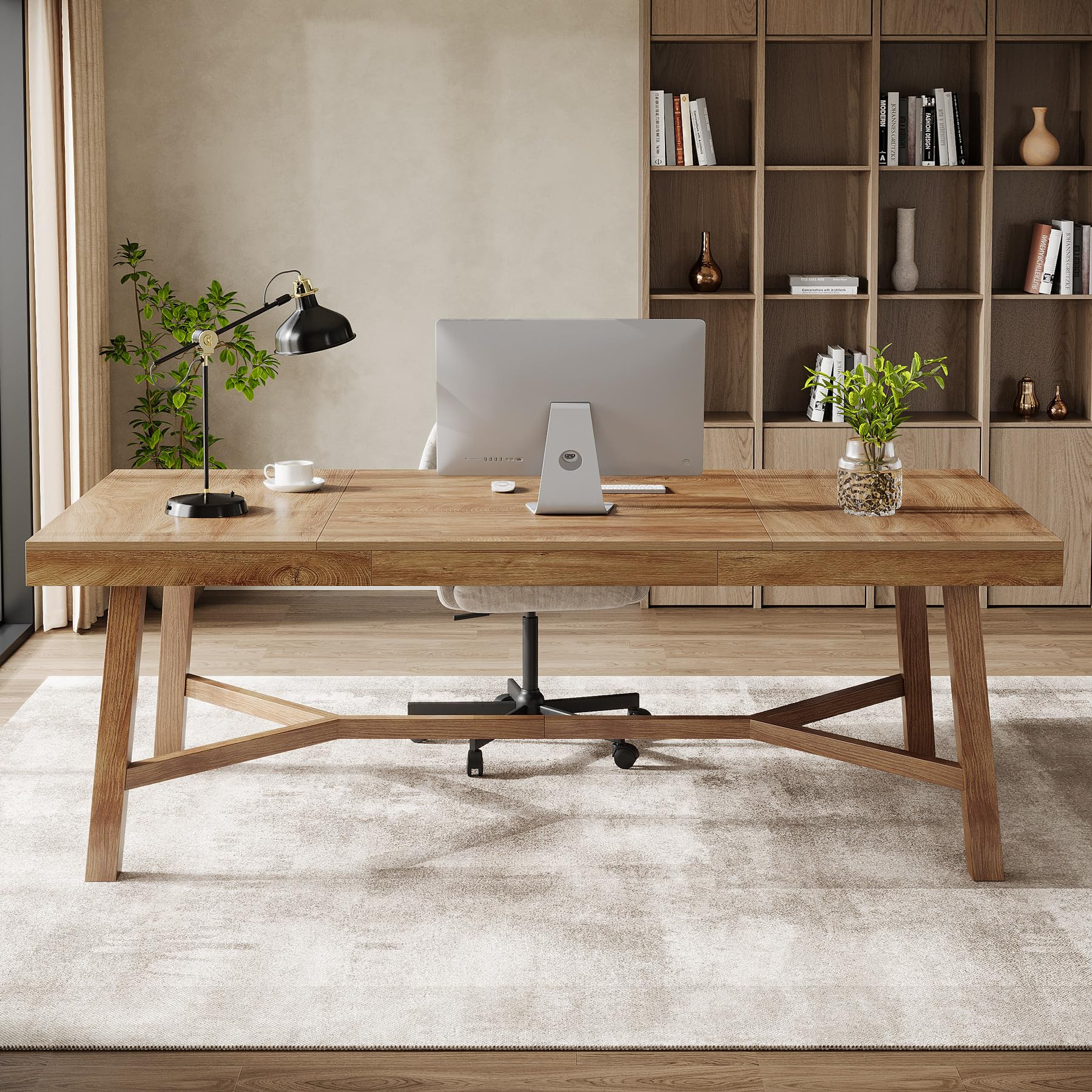 Tribesigns 71-Inch Executive Desk, Farmhouse Office Computer Desk with Sturdy Leg Structure, Rect... | Amazon (US)