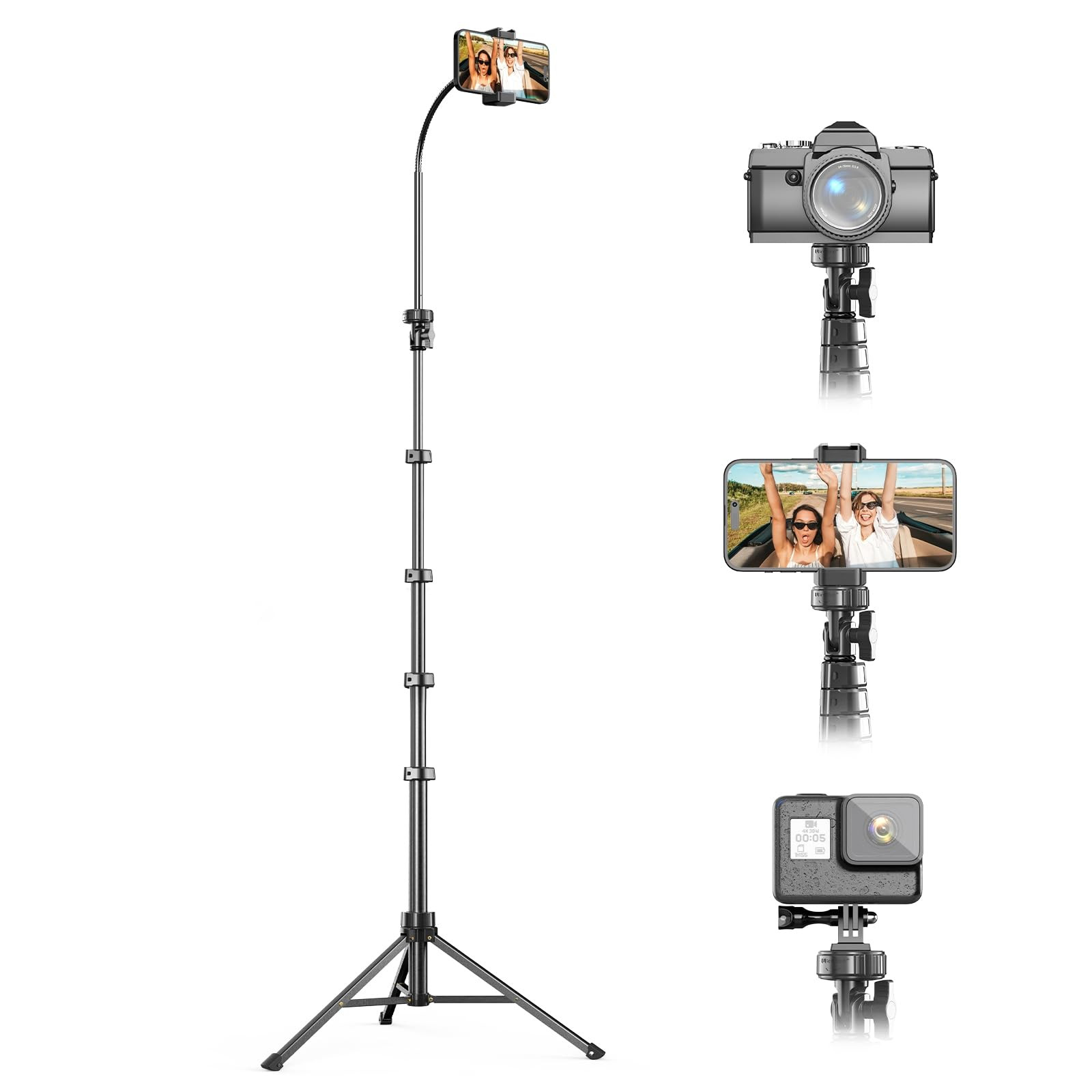UBeesize 88’’ Flexible Phone Tripod with 14.95’’ Gooseneck, Remote and Phone Holder, Over... | Amazon (US)