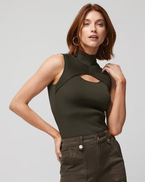 Sleeveless Cutout Mockneck | White House Black Market