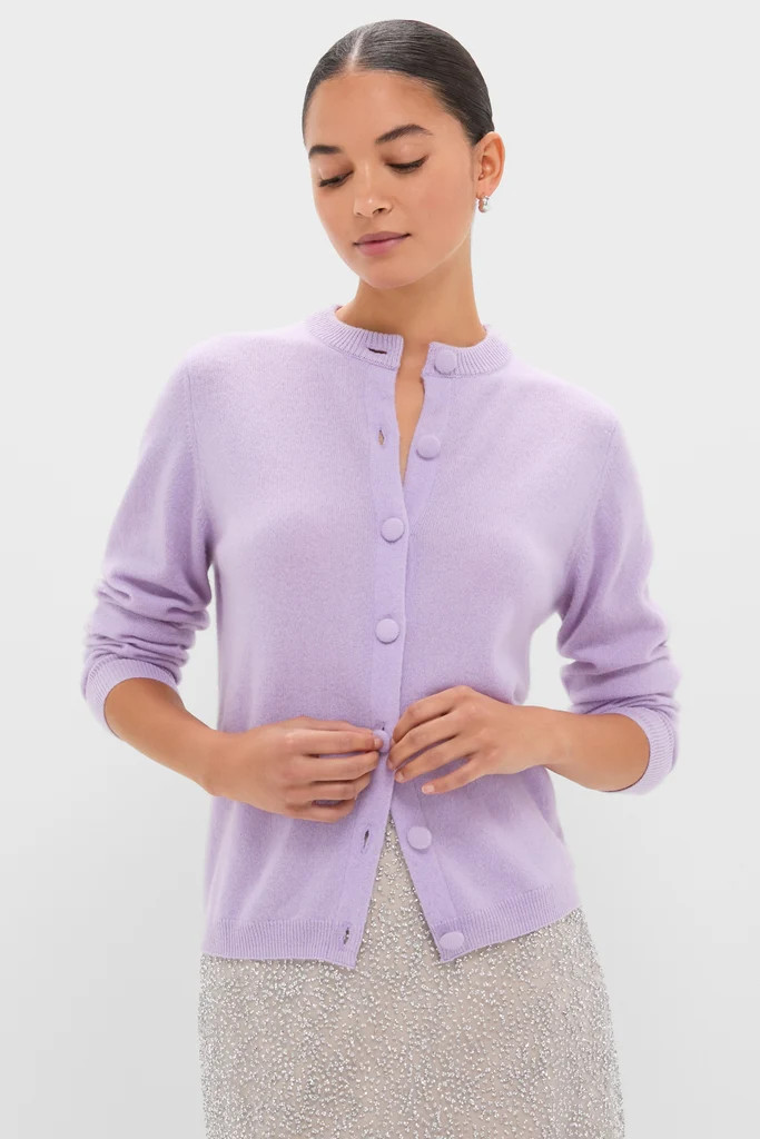 Lavender Frost Cashmere Covered Button Quinn Cardigan | Tuckernuck (US)