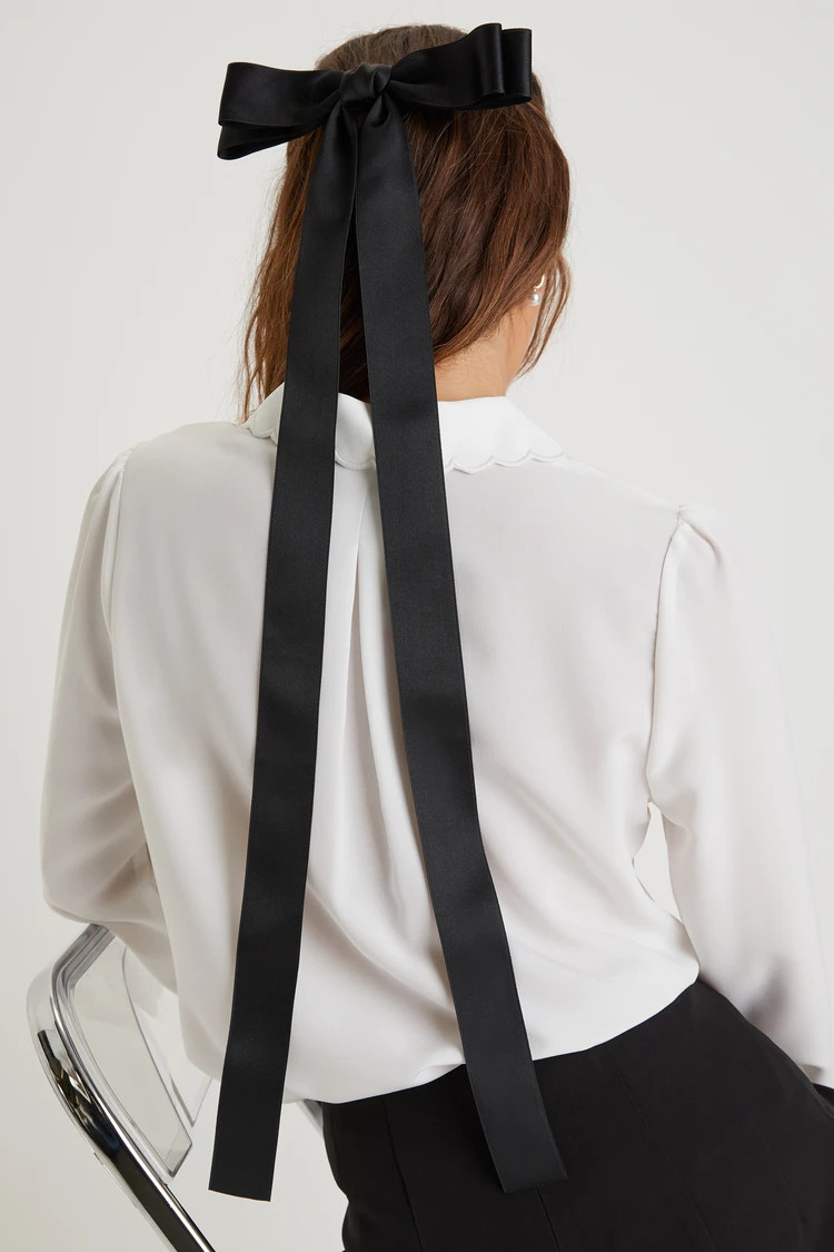 Adored Delight Black Long Ribbon Bow Hair Clip | Lulus