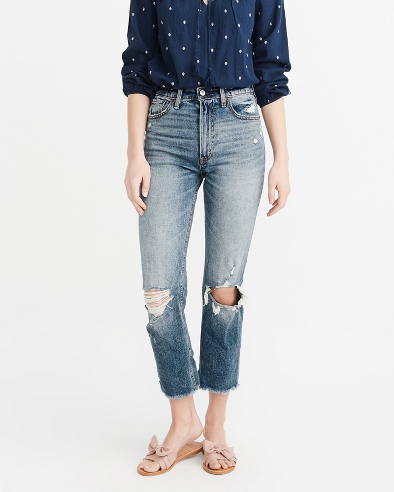 High-Rise Ankle Straight Jeans | Abercrombie & Fitch US & UK