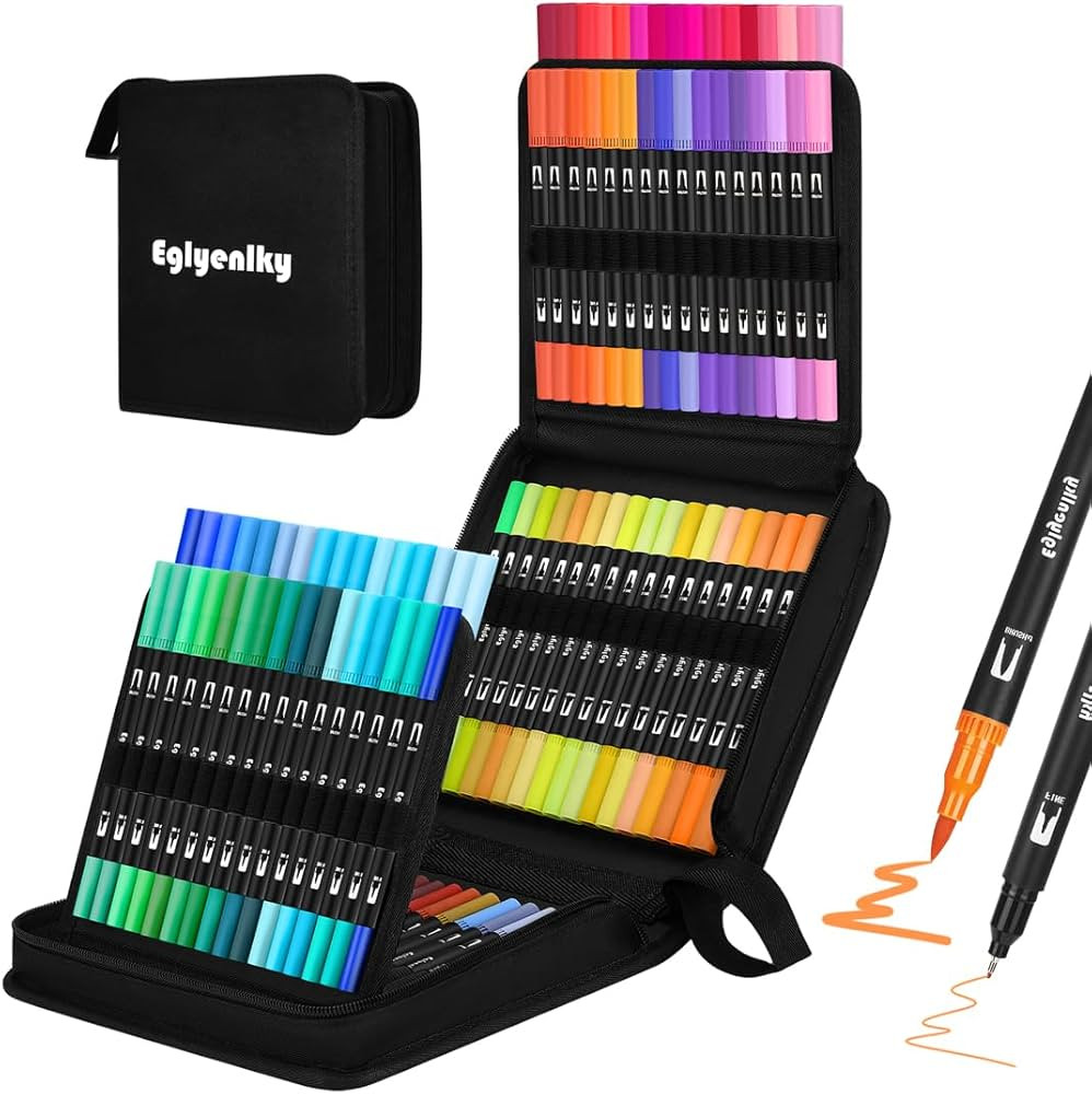 Dual Brush Pens, Markers Adult Coloring Book,100 Colors Art Pens with Fine Point Markers and Brus... | Amazon (US)