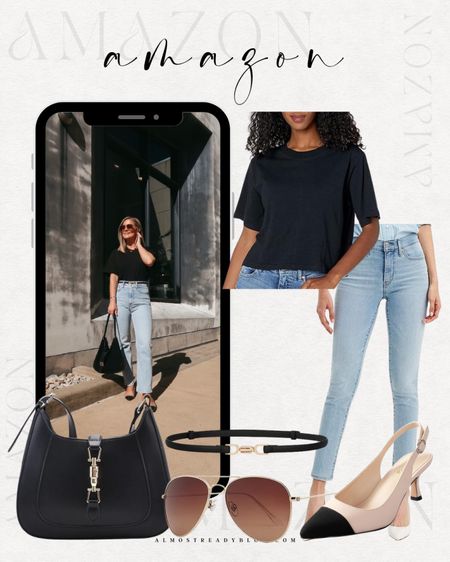 Amazon outfit ideas, fall style, fall outfit, amazon look for less, jeans, black cropped t shirt 

#LTKfindsunder100 #LTKfindsunder50