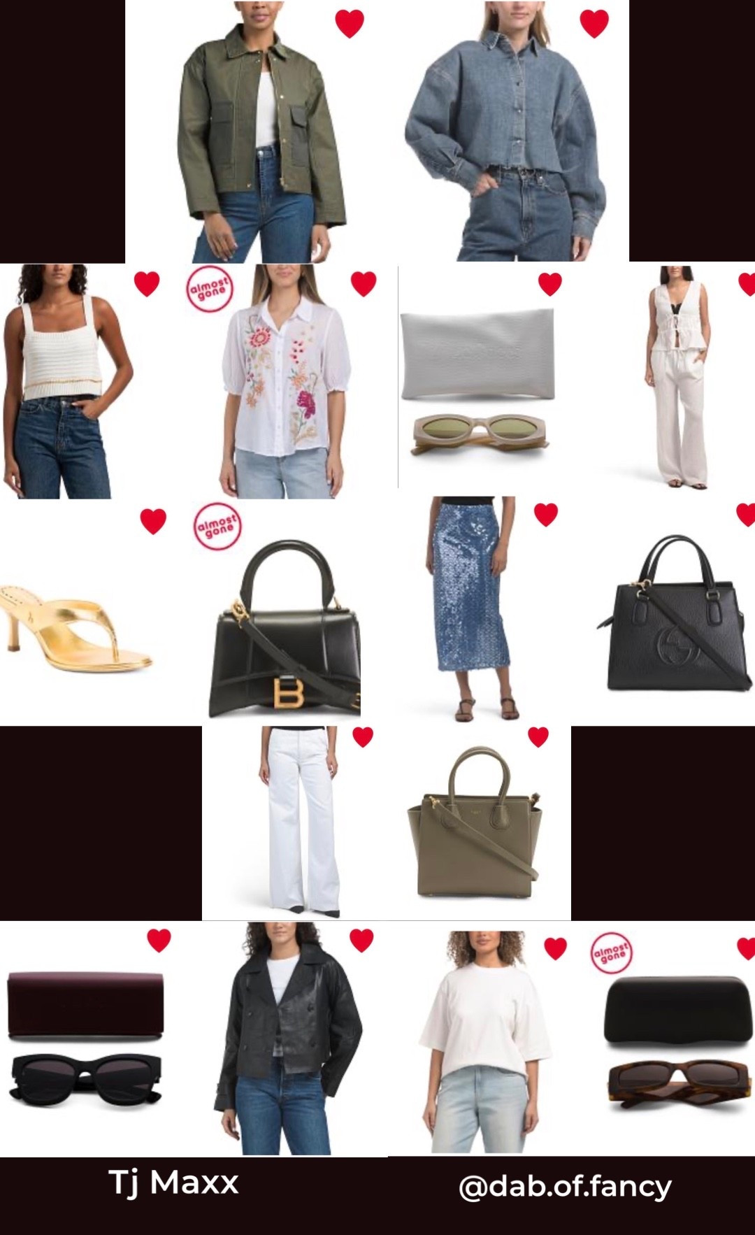 New Arrivals and Designer finds at tjmaxx!
Designer sunglasses & bags 
Spring jackets and tops 
Le spec gucci balenciaga 
Gold thong sandals 
Linen beach set sequin skirt 
Leather cropped jackets 


#LTKSeasonal #LTKTravel #LTKSaleAlert