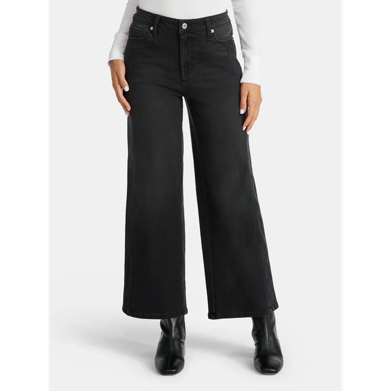 Time and Tru Women's High Rise Straight Jeans with Side Seam Details, 30" Inseam, Sizes 0-20 | Walmart (US)