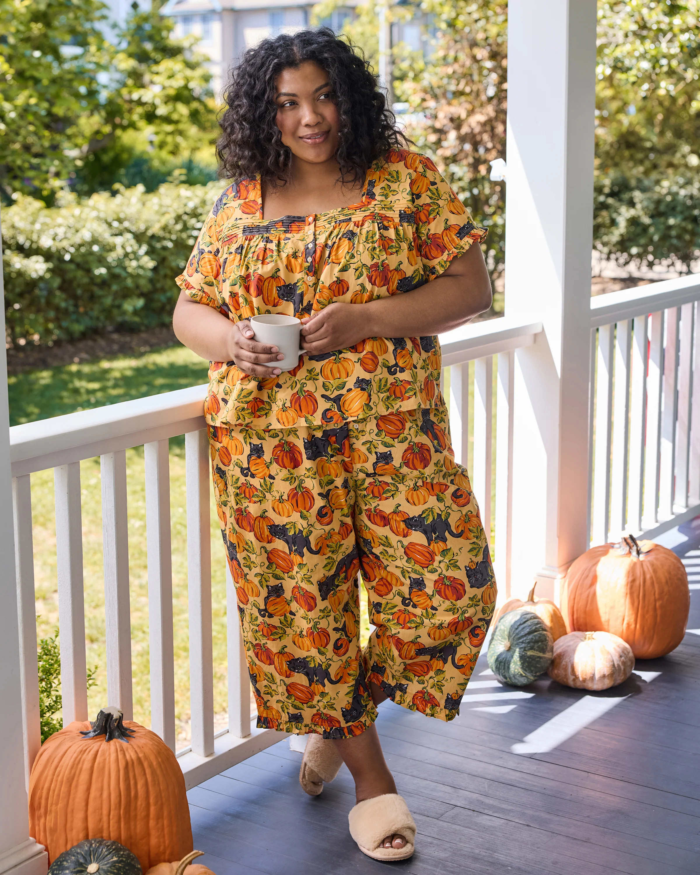 Pumpkin Prowl - Pintuck Cropped Set - Salted Caramel | Printfresh