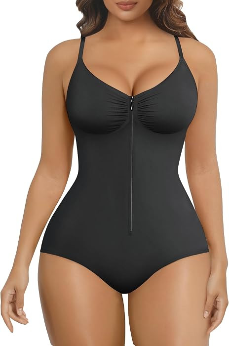 SHAPERX Women's Shapewear Bodysuit Tummy Control Seamless Zip-Up Body Shaper Waist Defining Body ... | Amazon (US)