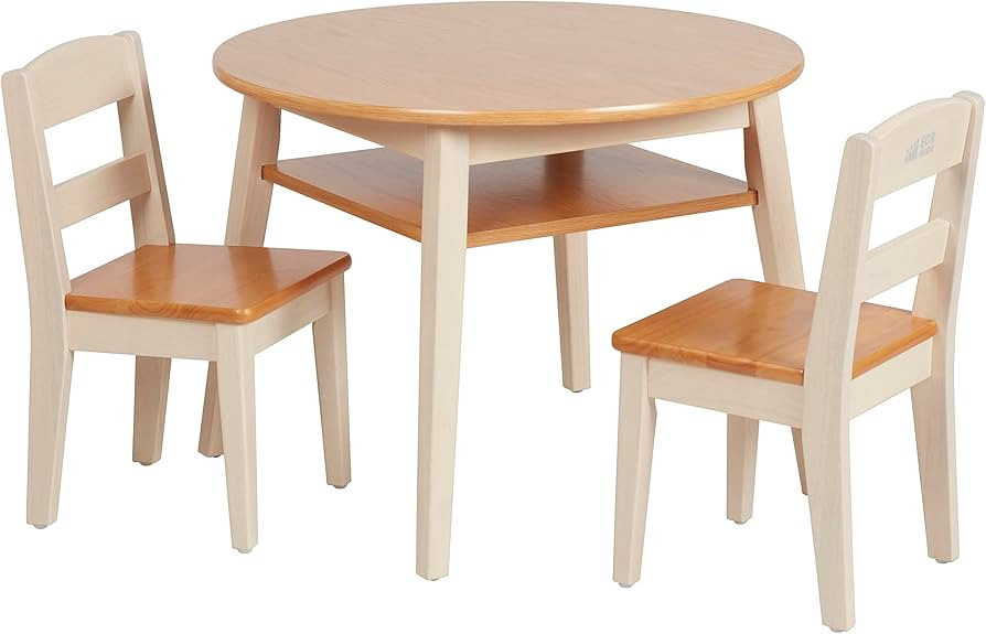 ECR4Kids Hideaway Table and Chair Set, Kids Furniture, Honey/Antique White, 3-Piece | Amazon (US)