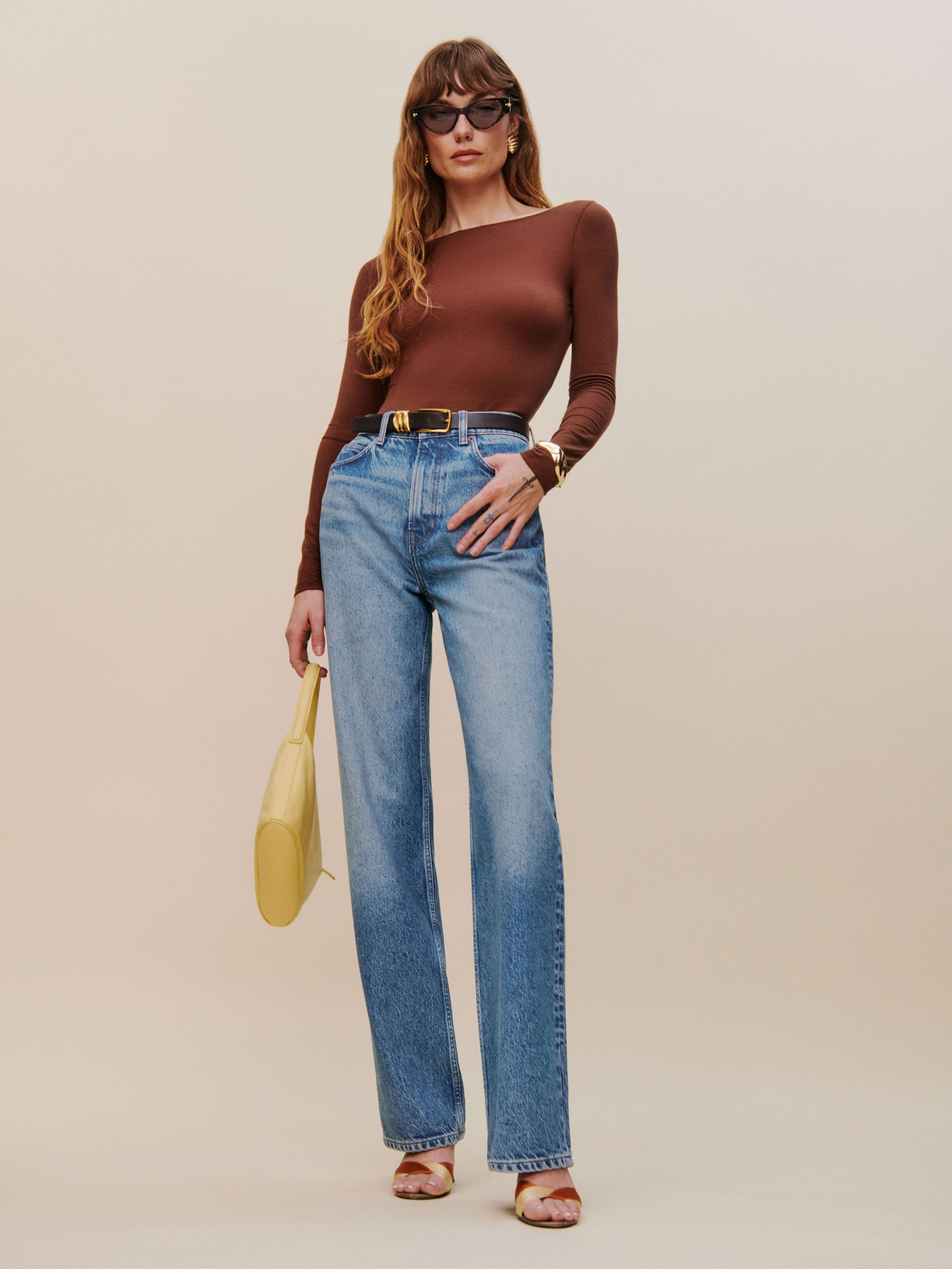 Cary High Rise Slouchy Straight Leg Jeans | Reformation (Global)