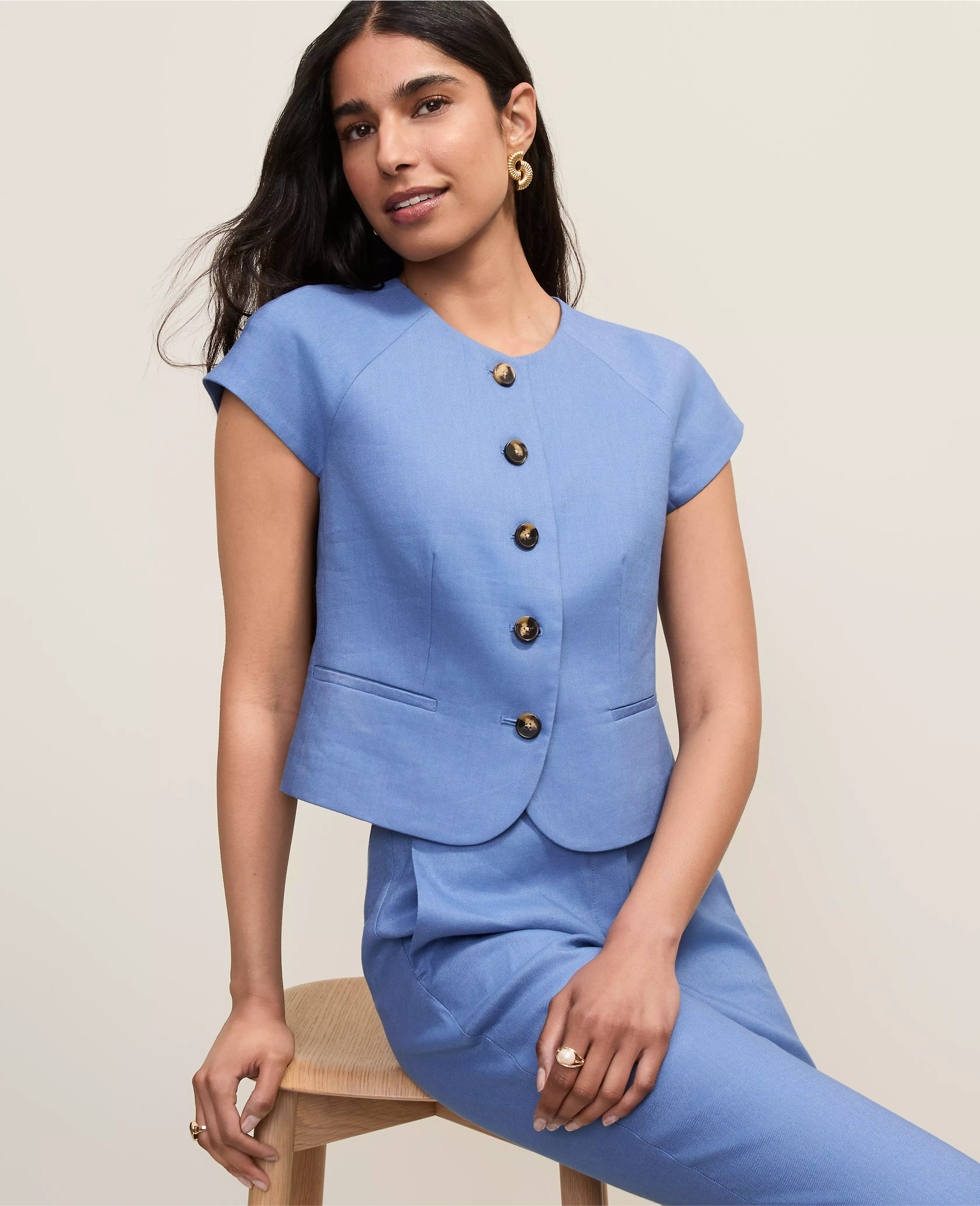 The Cap Sleeve Vest in Linen Blend | Ann Taylor