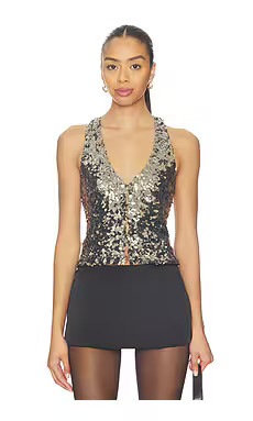 Free People x REVOLVE Faye Shine Vest in Gunmetal from Revolve.com | Revolve Clothing (Global)