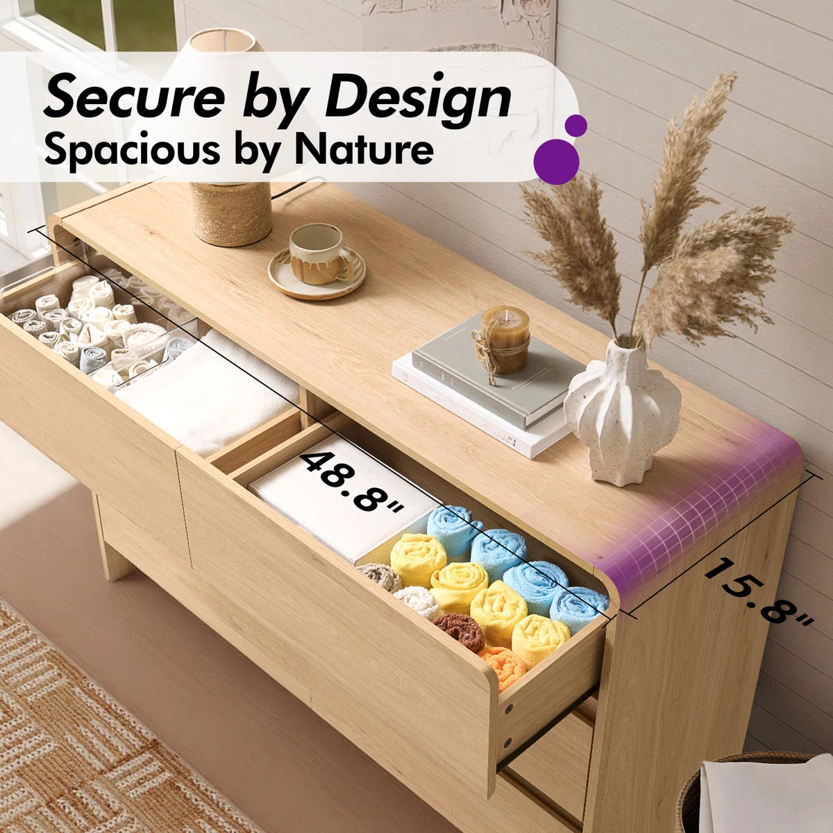 Modern 6-Drawer Dresser with Wood Grain Finish | Wayfair North America