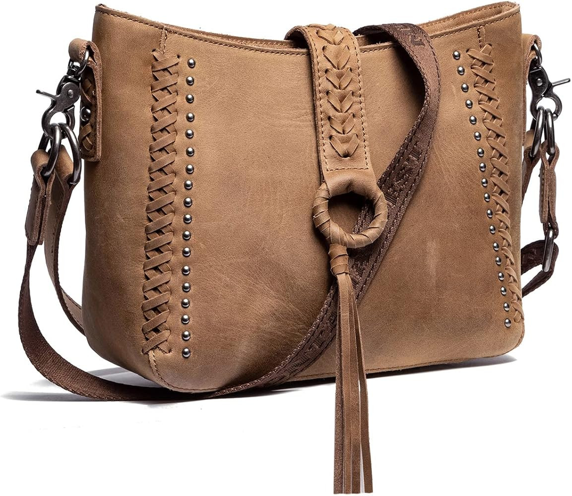 Genuine Leather Concealed Carry Purse Hobo Crossbody Bags for Women Studded Western Style Handbags | Amazon (US)