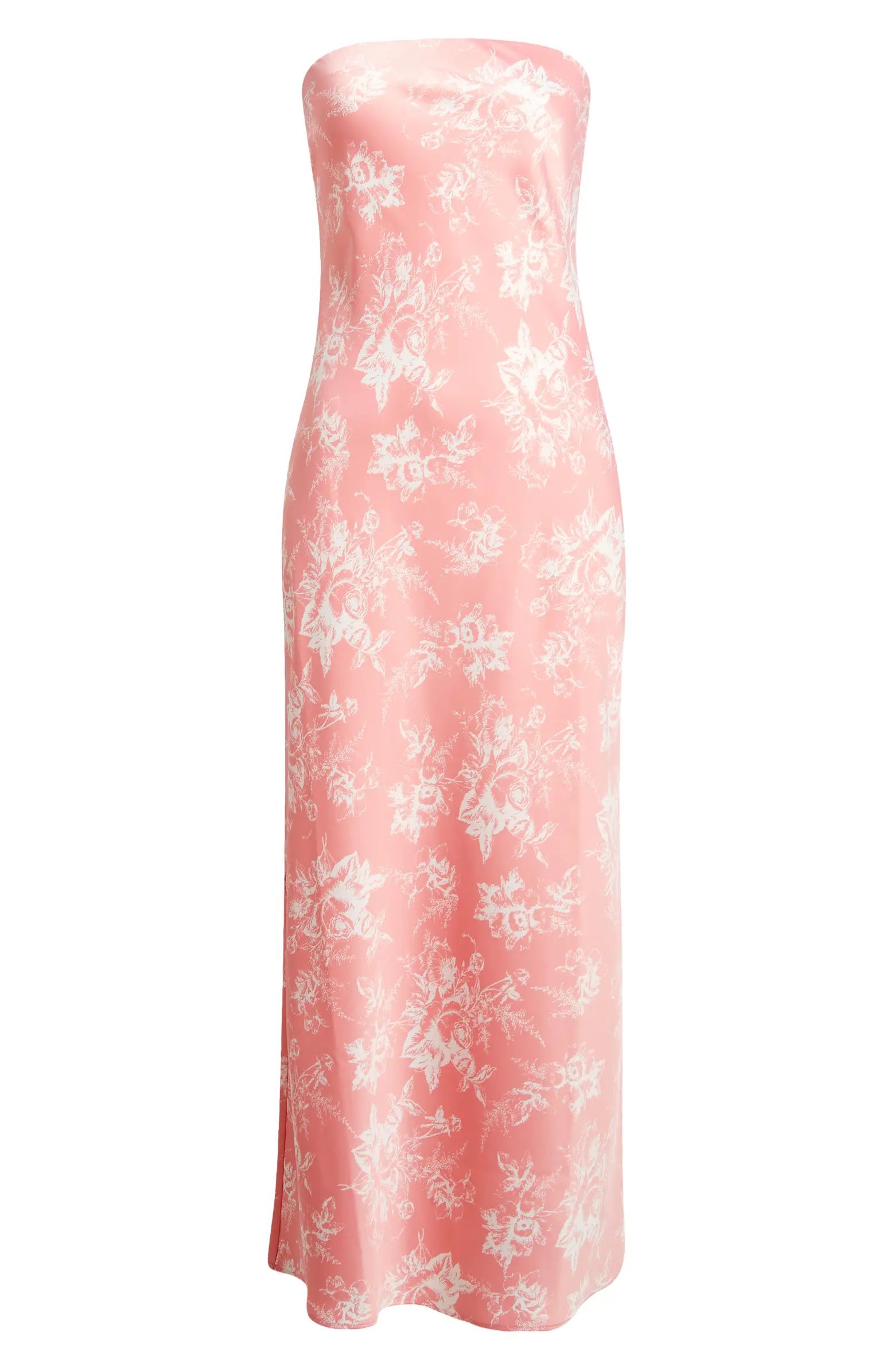 Madelyn Floral Strapless Satin Cocktail Dress | Nordstrom