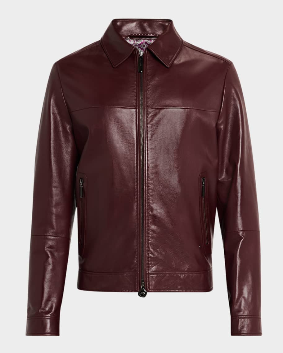 Stefano Ricci Men's Leather Full-Zip Blouson | Neiman Marcus