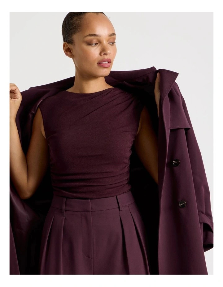 Draped Jersey Tank in Wine | Myer