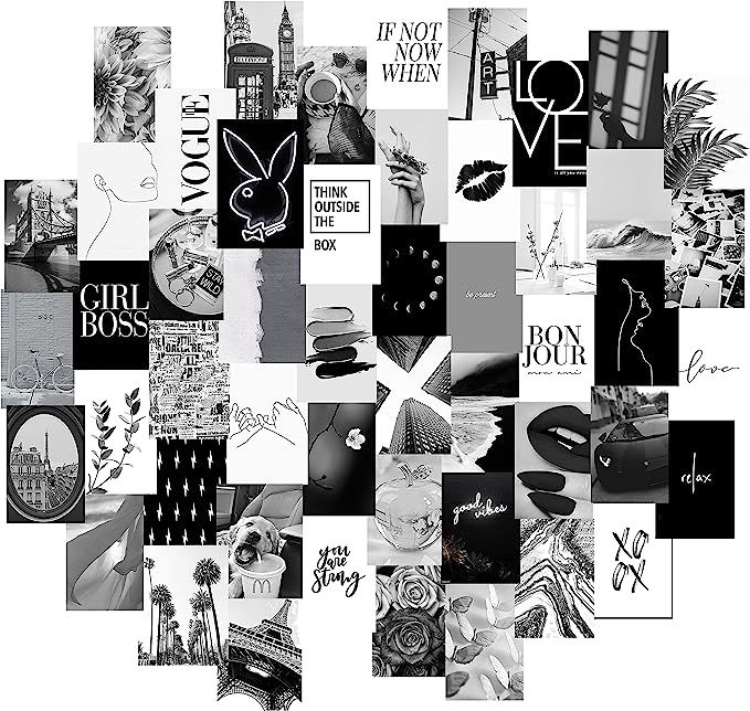 KOLL DECOR Black and White pictures for wall decor - 50 Set 4''x6'' Prints Black and White collag... | Amazon (US)