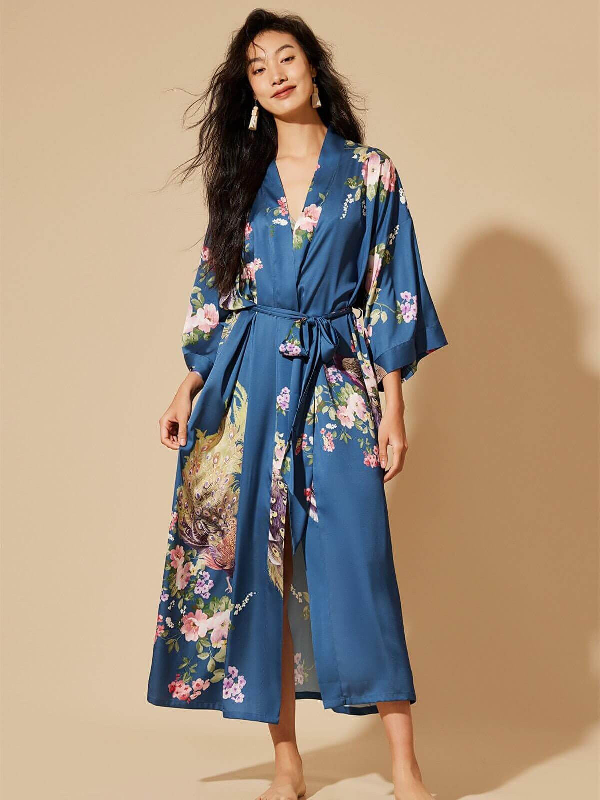Peacock Blue Kimono Robe | ulivary