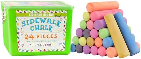 Kid Made Modern Non Toxic Sidewalk Chalk Bucket (24 Count) - Washable Colored Chalk Bulk Set for ... | Amazon (US)