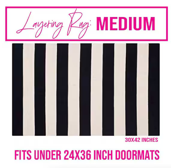 MEDIUM Bold Black Stripe Cotton Rug, Woven Indoor Outdoor Layering Rug, Layering Rug for Under Do... | Etsy (US)