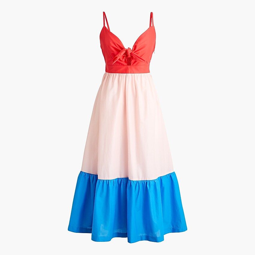 Colorblock tie-front cutout midi dress | J.Crew Factory