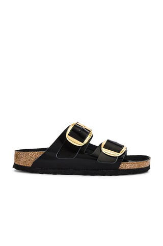 BIRKENSTOCK Arizona High Shine Big Buckle Sandal in High Shine Black from Revolve.com | Revolve Clothing (Global)