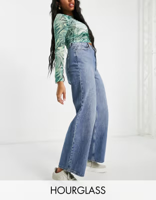 ASOS DESIGN Hourglass recycled cotton blend high rise 'relaxed' dad jeans in brightwash | ASOS | ASOS (Global)