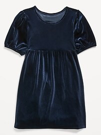 Cozy Velour Puff-Sleeve Swing Dress for Girls | Old Navy (US)