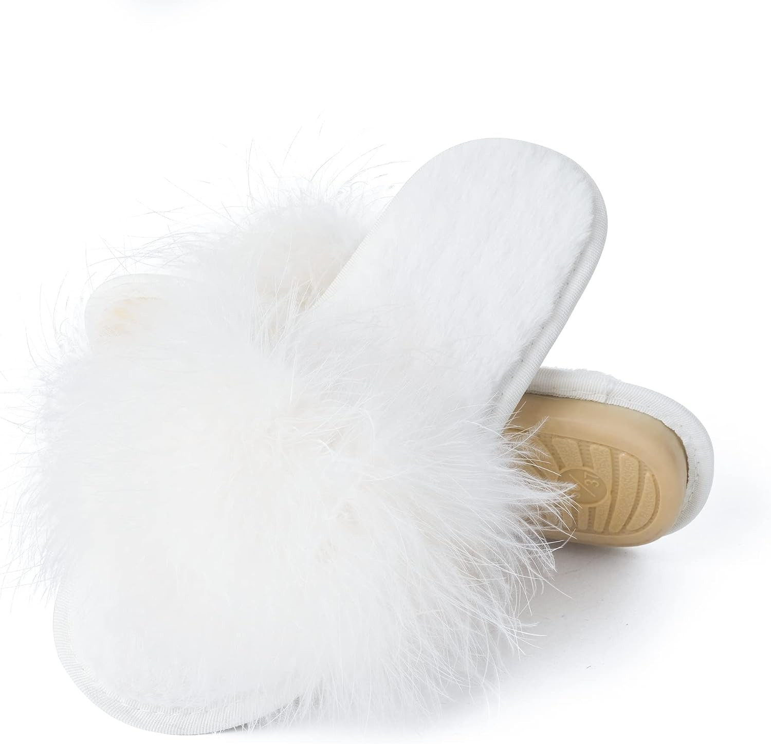 Fur Story Women's Furry Slippers Open Toe Fuzzy Slippers Memory Foam Fluffy House Sandal | Amazon (US)