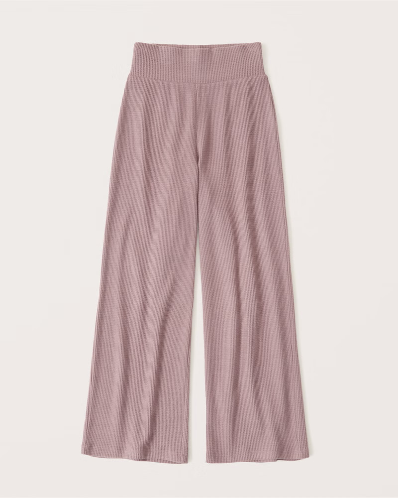 Abercrombie & Fitch Women's Waffle Wide Leg Pants in Mauve - Size S | Abercrombie & Fitch (US)