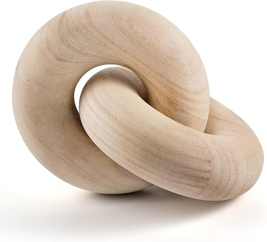 Wood Chain Decor, 2-Link Decorative Chain Hand Carved Boho Wood Knot Decor for Bookshelf Desk Liv... | Amazon (US)