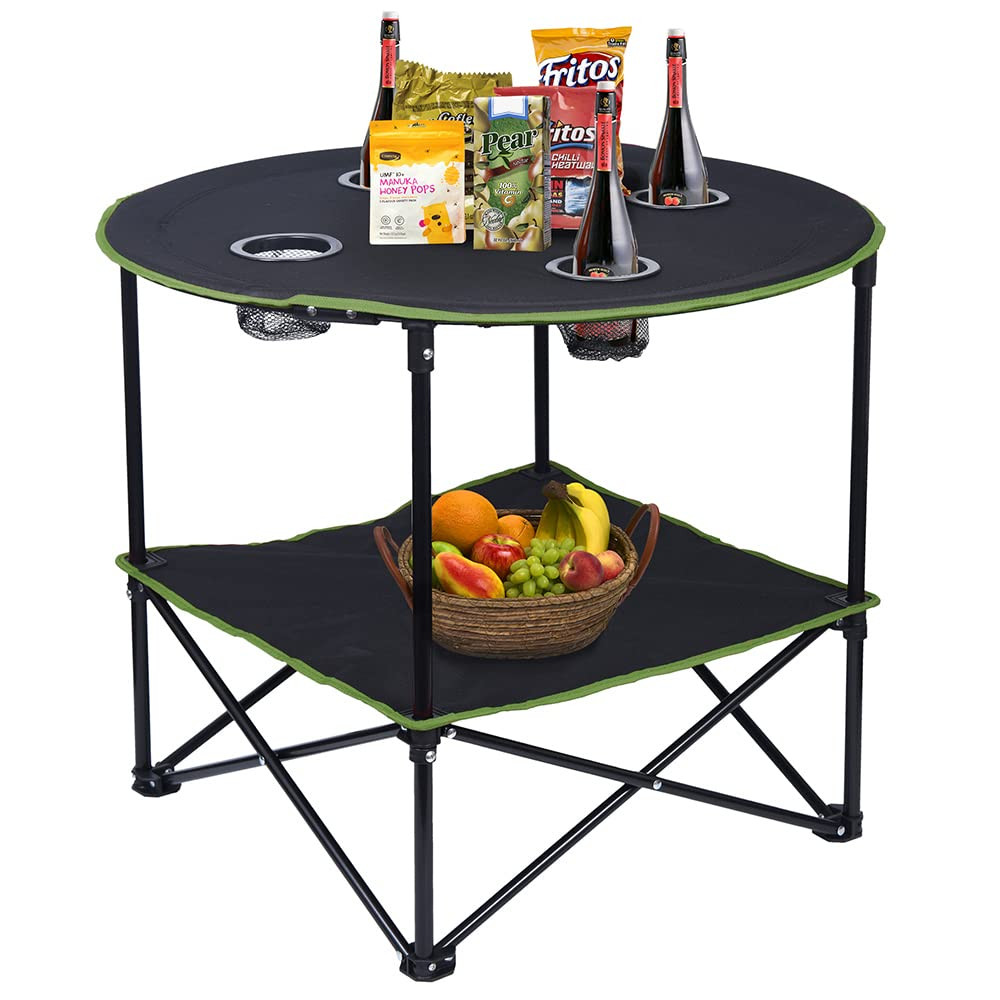 LEADALLWAY Camping Tables That Fold Up Lightweight Portable Outdoor Table with 4 Cup Holders and ... | Amazon (US)