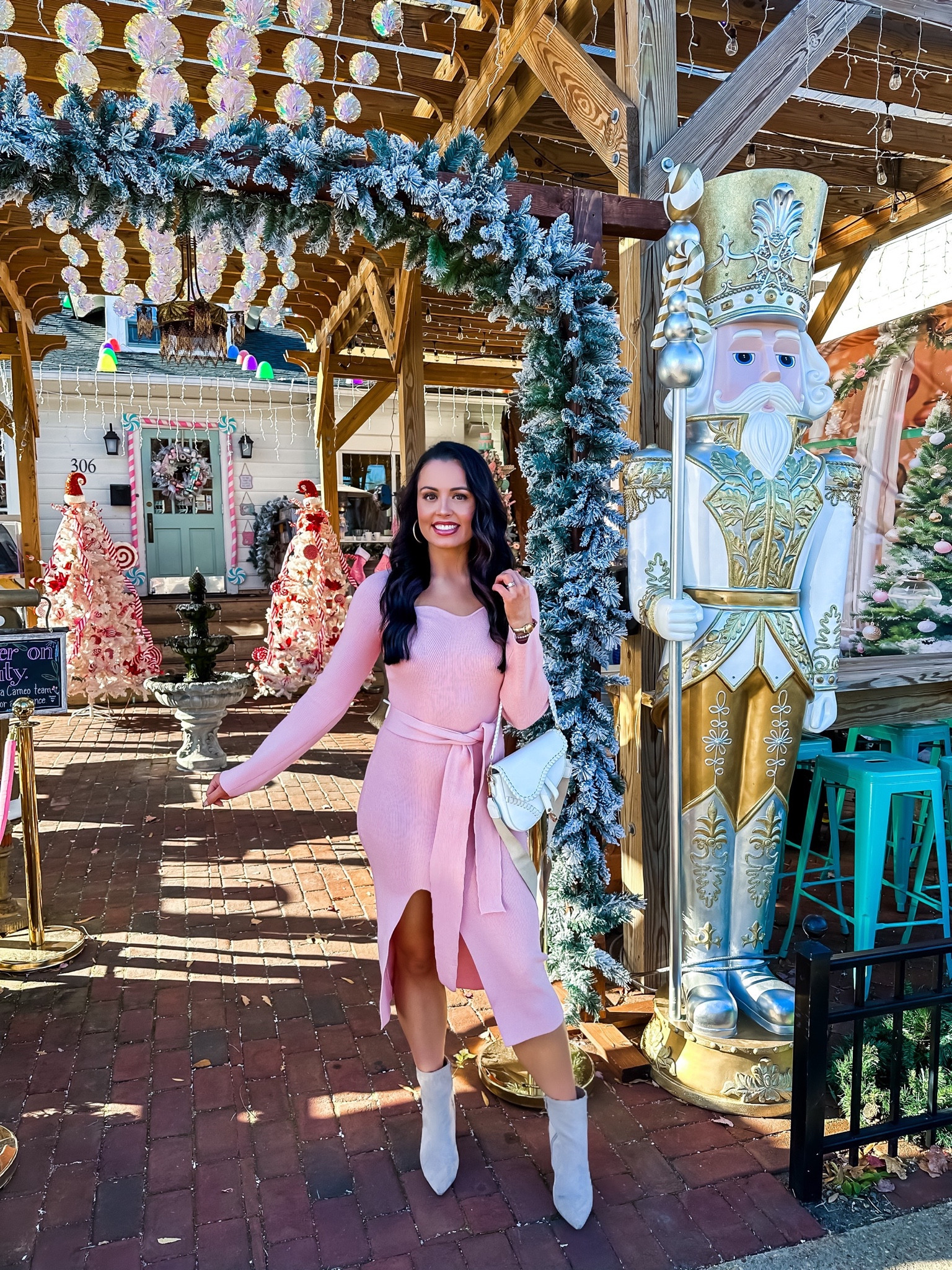 Under $35 amazon wrap front midi dress on sale (small, 5+ colors) under $20 amazon saddlebag purse on sale (multiple colors), $30 target suede booties (tts) a perfect winter or holiday sweater dress! #founditonamazon 

#LTKsalealert #LTKCyberWeek #LTKHoliday