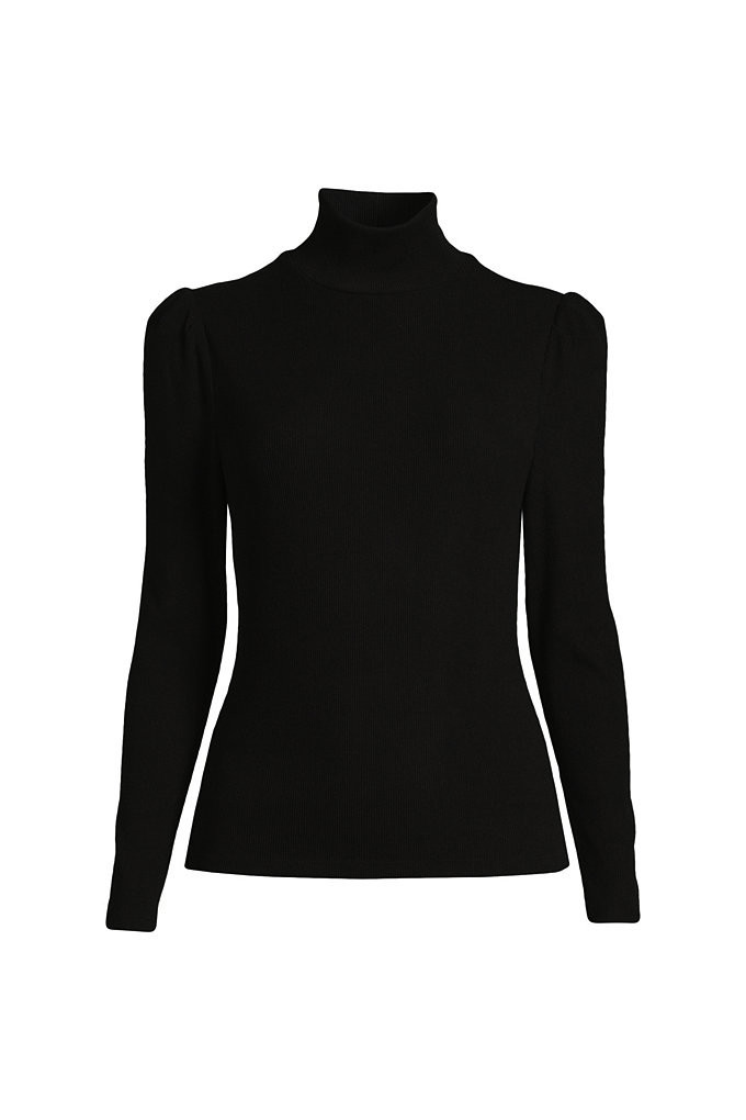 Women's Long Sleeve Rib Knit High Neck Top - Lands' End - Black - 18 | Lands' End (US)